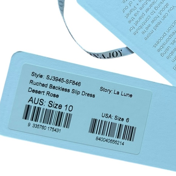 SHONA JOY Ruched Backless Lace Up Slip Dress La Lune Desert Rose NWT Size 6 - Picture 8 of 12